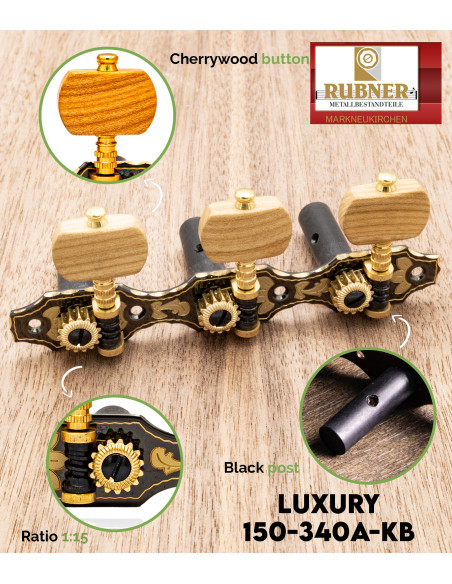 Rubner Luxury 150-340a-KB Classical Guitar Machine Head | Maderas Barber