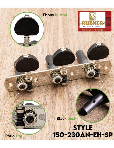Meccanica Rubner Style 150-230a-N-EH-SP chitarra classica | Maderas Barber