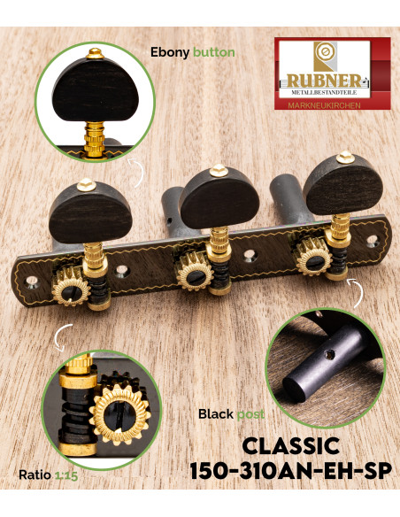 Clavijero Rubner Classic 150-310a-N-EH-SP Guitarra Clásica | Maderas Barber