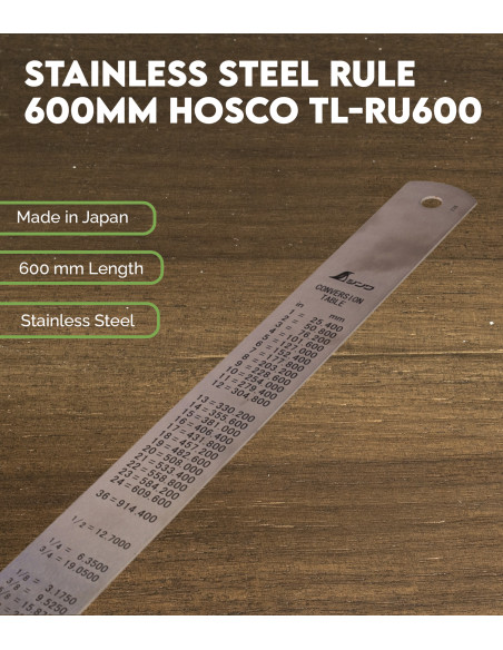 Règle en Acier Inoxydable Hosco 600mm| Maderas Barber