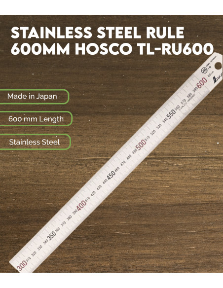 Stainless Steel Rule 600mm Hosco TL-RU600 | Maderas Barber
