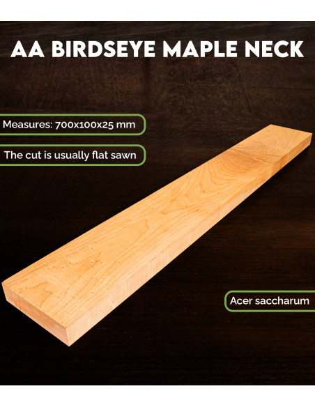 Mango Arce Ojo de Pájaro 1ª 700x100x25 mm. | Maderas Barber