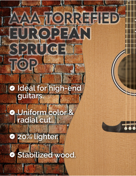 Tables Épinette Européen Torréfiée AAA Guitare Acoustique| Maderas Barber