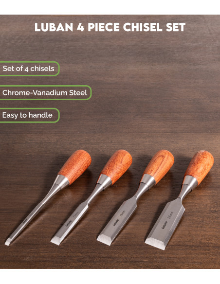 Set de Formones Luban de 4 Piezas | Maderas Barber