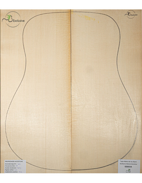 Tavola abete delle Alpi n. 000034 chitarra classica/acustica MB Exclusive