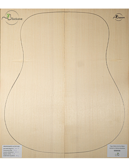 Tavola abete delle Alpi n. 000036 chitarra classica/acustica MB Exclusive