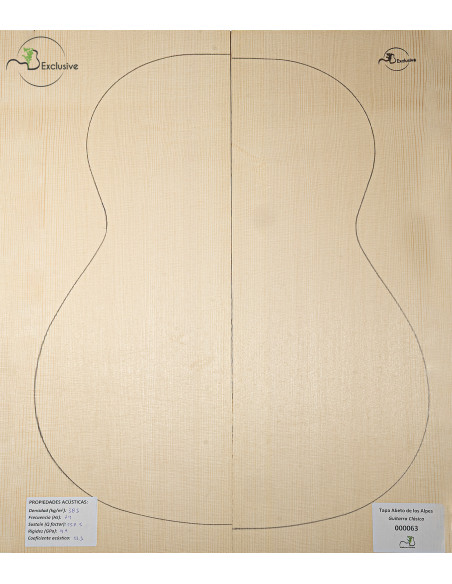 Tapa Abeto de los Alpes Nº 000063 Guitarra Clásica MB Exclusive