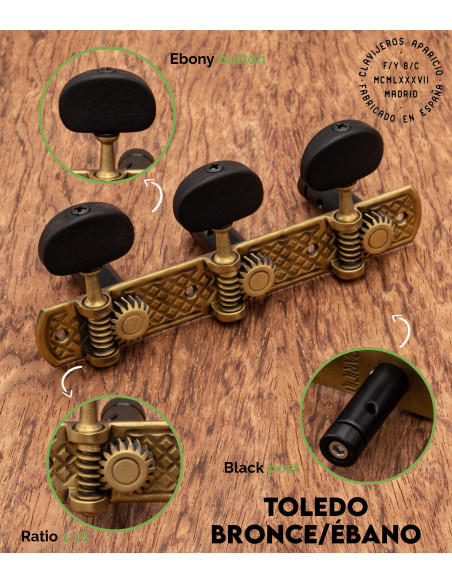 Mécanique Aparicio Guitare Classique Modèle Toledo Bronze/Ébène | Maderas Barber