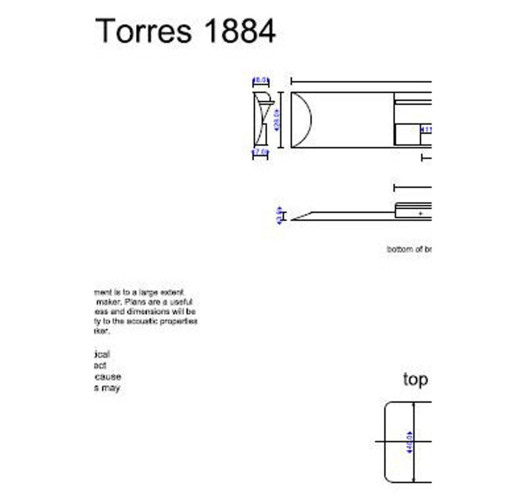 Plan  Antonio  de Torres 1884 Guitare Classique