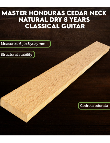 Hals Honduras-Zeder Master Secado Natural 8 Años Konzertgitarre | Maderas Barber