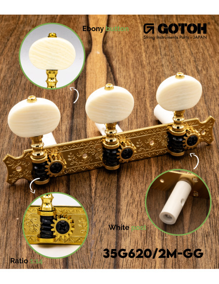 Meccanica Gotoh chitarra classica Oro 35G620/2M-GG | Maderas Barber