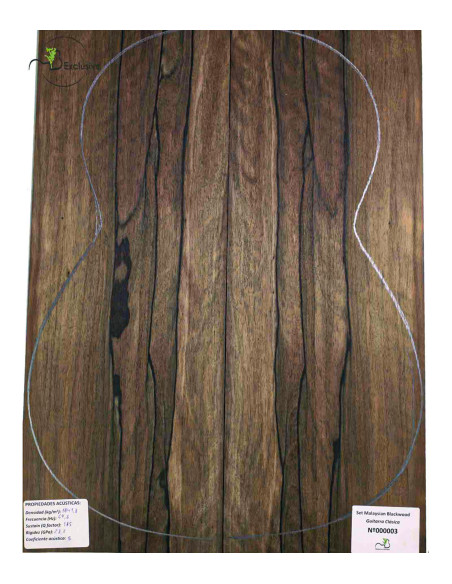 Set Malaysian Blackwood chitarra classica MB Exclusive n.169 | Maderas Barber
