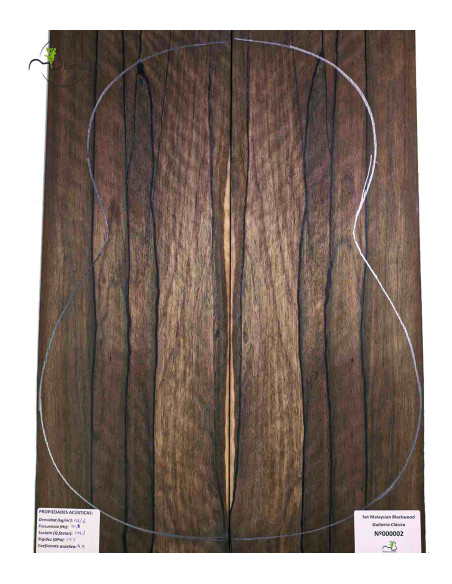 Set Malaysian Blackwood chitarra classica MB Exclusive n.168 | Maderas Barber