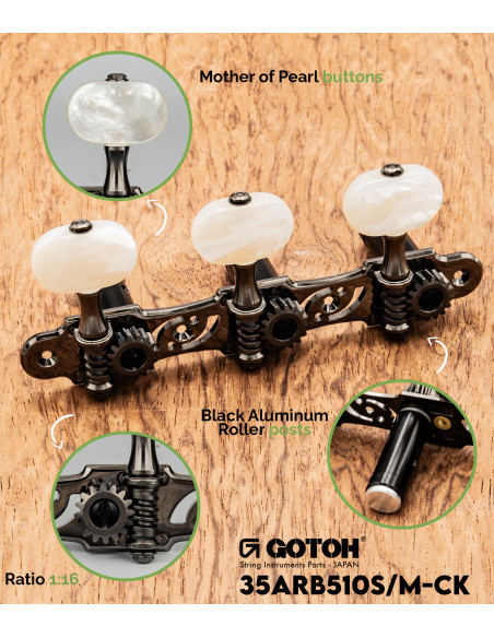 Meccanica Gotoh chitarra classica Cosmo 35ARB510S/M-CK | Maderas Barber