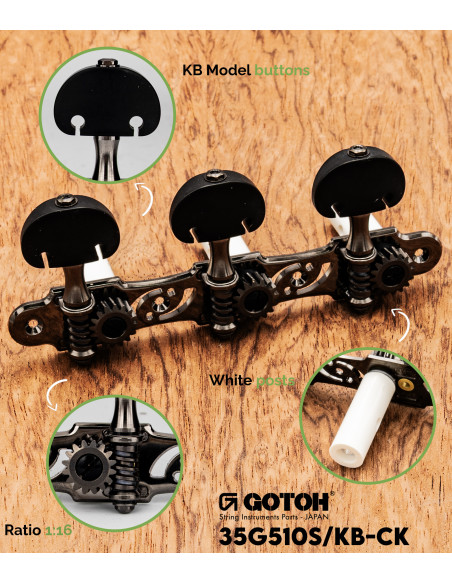 Gotoh Tuning Machine Cosmo 35G510S/KB-CK Classical Guitar | Maderas Barber