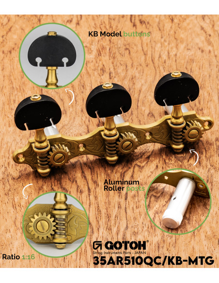 Clavijero Gotoh Guitarra Clásica Oro Mate 35GAR510QC/KB-MTG | Maderas Barber
