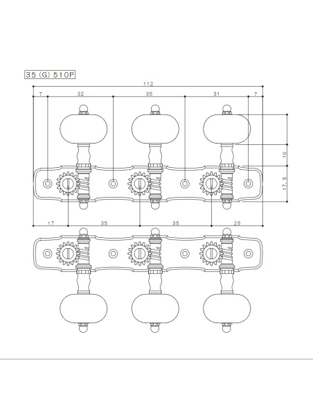 Mécanique Gotoh Or 35G510P/KB Guitare Classique | Maderas Barber