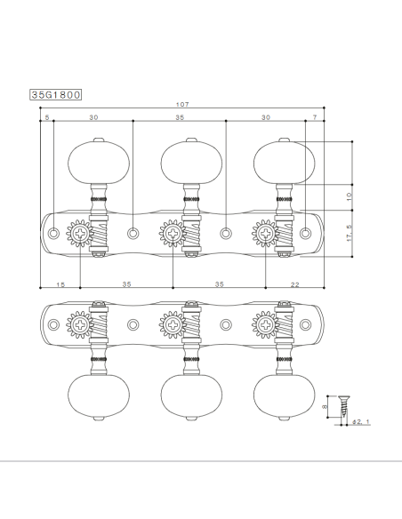 Gotoh 35G1800/1R-SBC5 - Polished Brass - Copper-Pearl Buttons | Maderas Barber