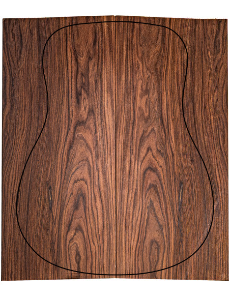 Fond en Santos Rosewood FSC 100% A pour guitare acoustique avec grain équilibré et légère figure naturelle
