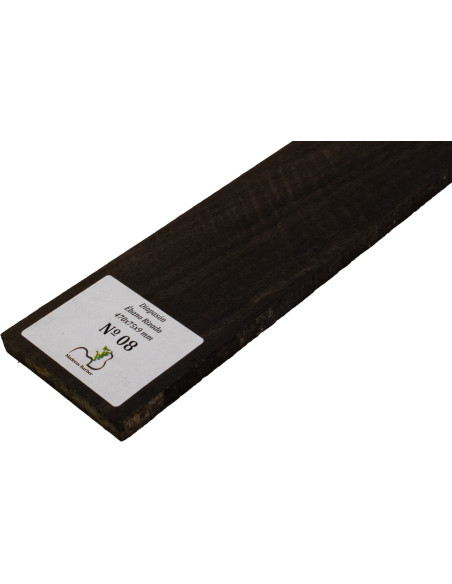 Diapasón de Ébano Rizado 470x75x9 mm MB Exclusive Nº8, detalle del rizo natural