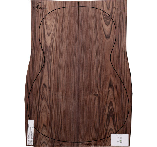 Fond en Bois de Violette au dessin marqué pour guitare classique MB Exclusive Nº 3