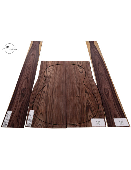 Jeu MB Exclusive Nº 3 de fond et éclisses en Bois de Violette pour guitare classique