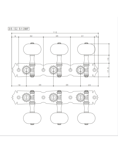 Gotoh 35G510MF plate and post spacing drawing