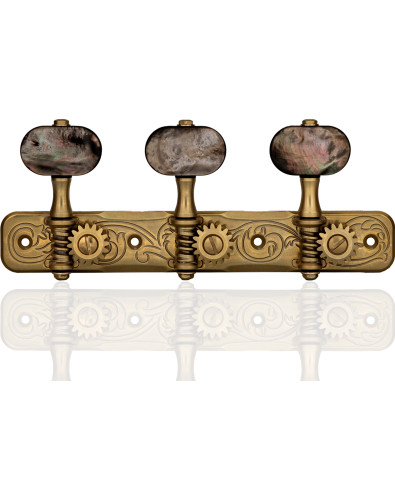 Clavijero Gotoh 35G510AM X Gold madreperla negra guitarra clásica vista general