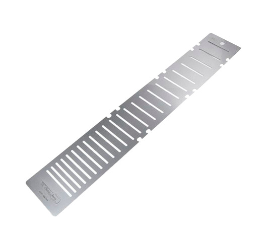 Gabarit de polissage des frettes 25,5" G12 en acier inoxydable sur établi de luthier