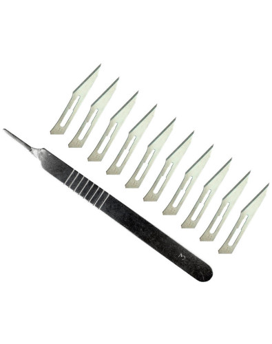Scalpel à manche métallique avec 10 lames de rechange nº 11 pour lutherie