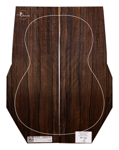 Malaysian Blackwood classical guitar set MB Exclusive No.109, top view — Maderas Barber