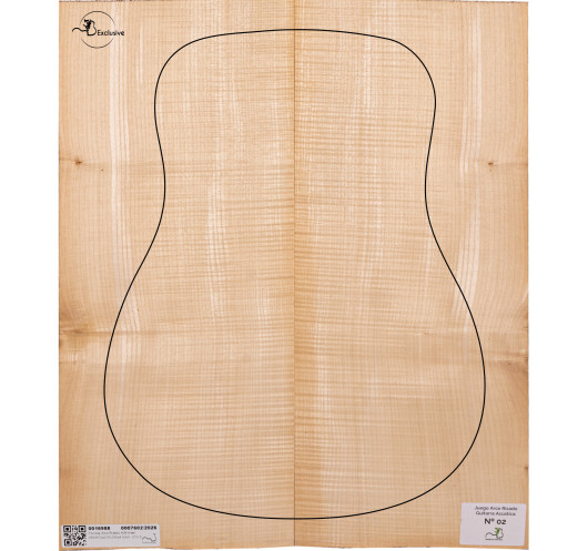 Curly Maple acoustic guitar set MB Exclusive No.2, top view — Maderas Barber