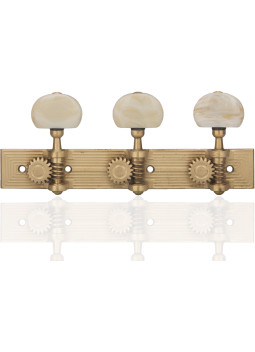 Clavijero Aparicio Teruel Satinado/Marfil — vista frontal, placa de líneas concéntricas y tres palometas color marfil