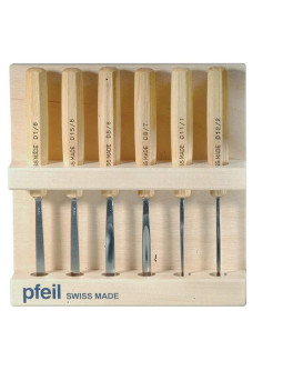 Comprar Juego de 6 gubias de iniciación en expositor de madera Pfeil