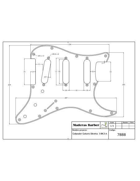 Pickguar For Electric Guitar S-BK3-A