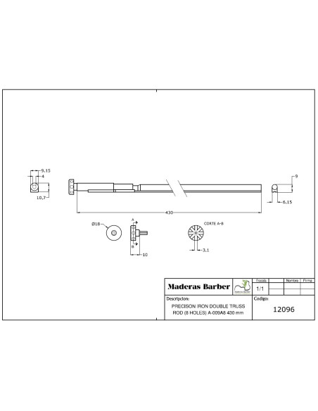 430 mm precision double action truss rod