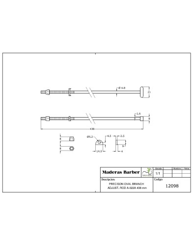 438 mm hexagonal nut precision simple action truss rod 2