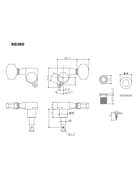 Gotoh® Machine Head 6 in-line Gold SG360MGT/07-LGG