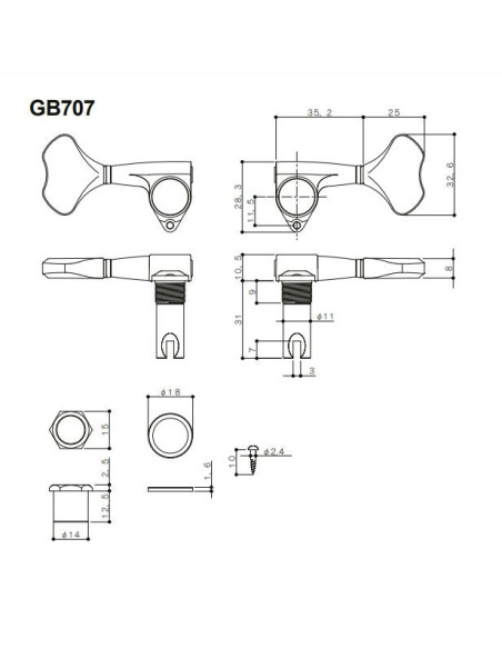 Gotoh® Machine Head Gold GB707-LRGG 2+2