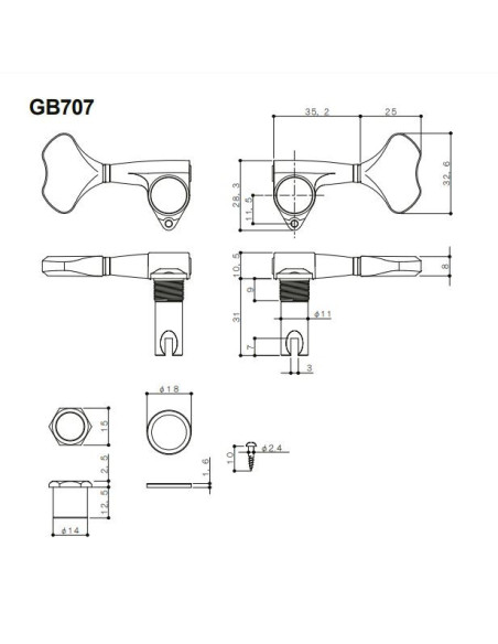 Gotoh® Machine Head Gold GB707-LGG 4 in line