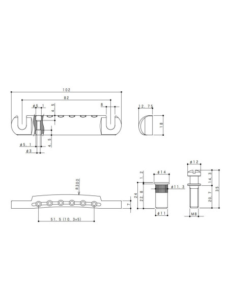 Gotoh® Bridge GE101Z-T-C Chrome