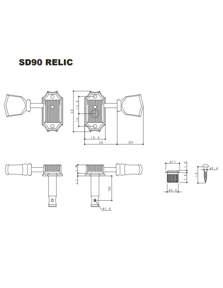 Clavijero Gotoh® Relic Niquel SD90/SL-LRAN 3+3