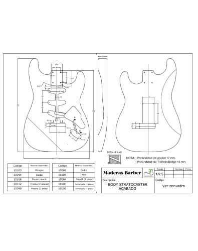 Cuerpo Acabado Samanguila Estilo Stratocaster 2