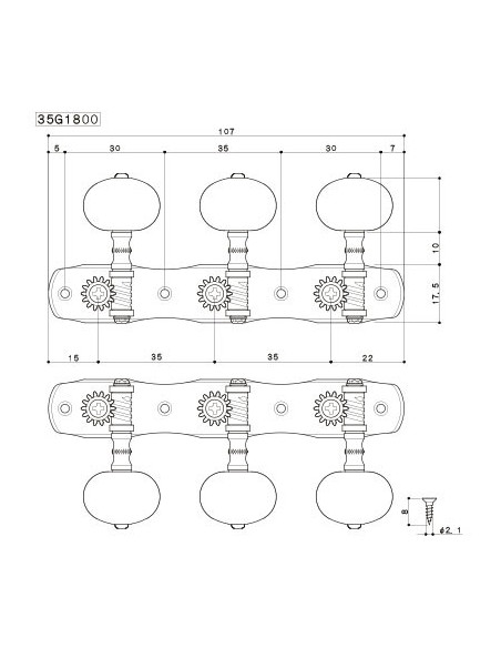 El clavijero para guitarra clásica Gotoh 35ARB1800/BB-SB