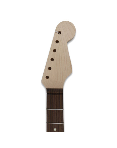 The neck is made of maple, a wood that is characterized as a hard, durable wood 2