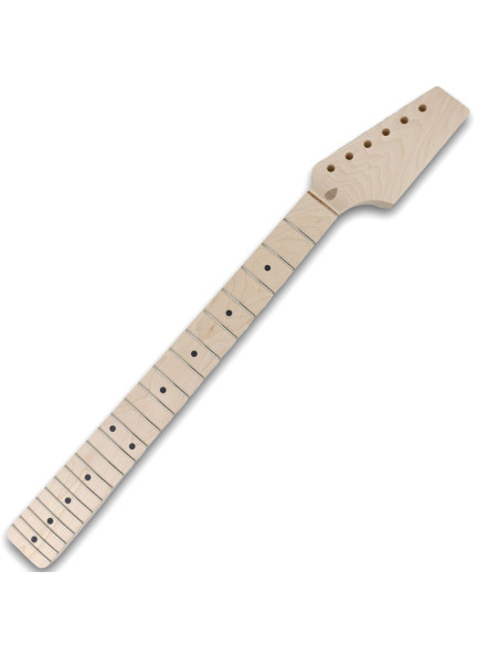 The neck is made of maple, a wood that is characterized as a hard, durable wood