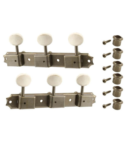 AllParts Vintage-style Deluxe 3x3 Strip Aged Keys Nickel By GOTOH