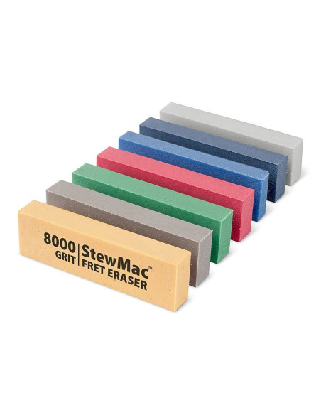 Fret Erasers™ are flexible, self-cushioning rubber blocks embedded with abrasive grit.