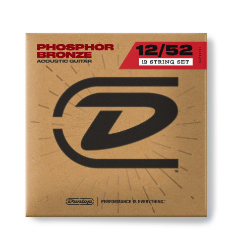Juego Cuerdas Dunlop Phosphor Bronze 92/8 Medium 12-52 acústica 12 cuerdas