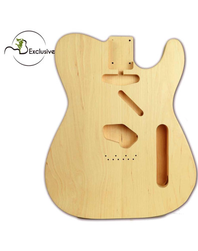Telecaster style body in European Alder, front view — Maderas Barber